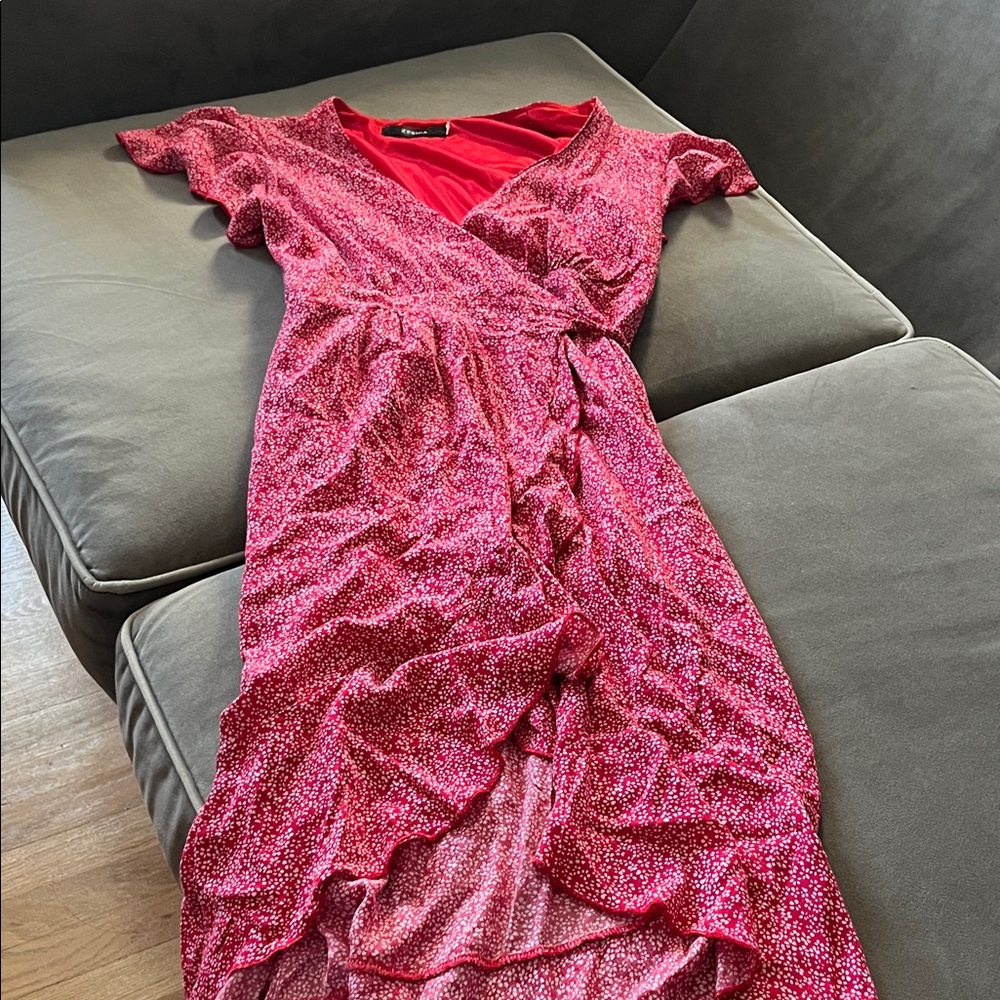 Elegant Pink Floral High Low Dress